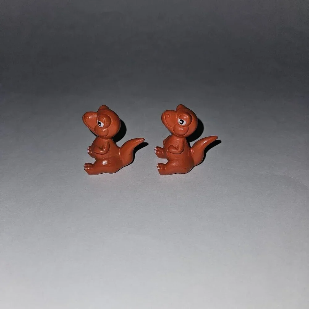 2 Dinosaur Figures Lot Baby T-Rex? Duplicates Cake Topper Toys SMALL 1.5